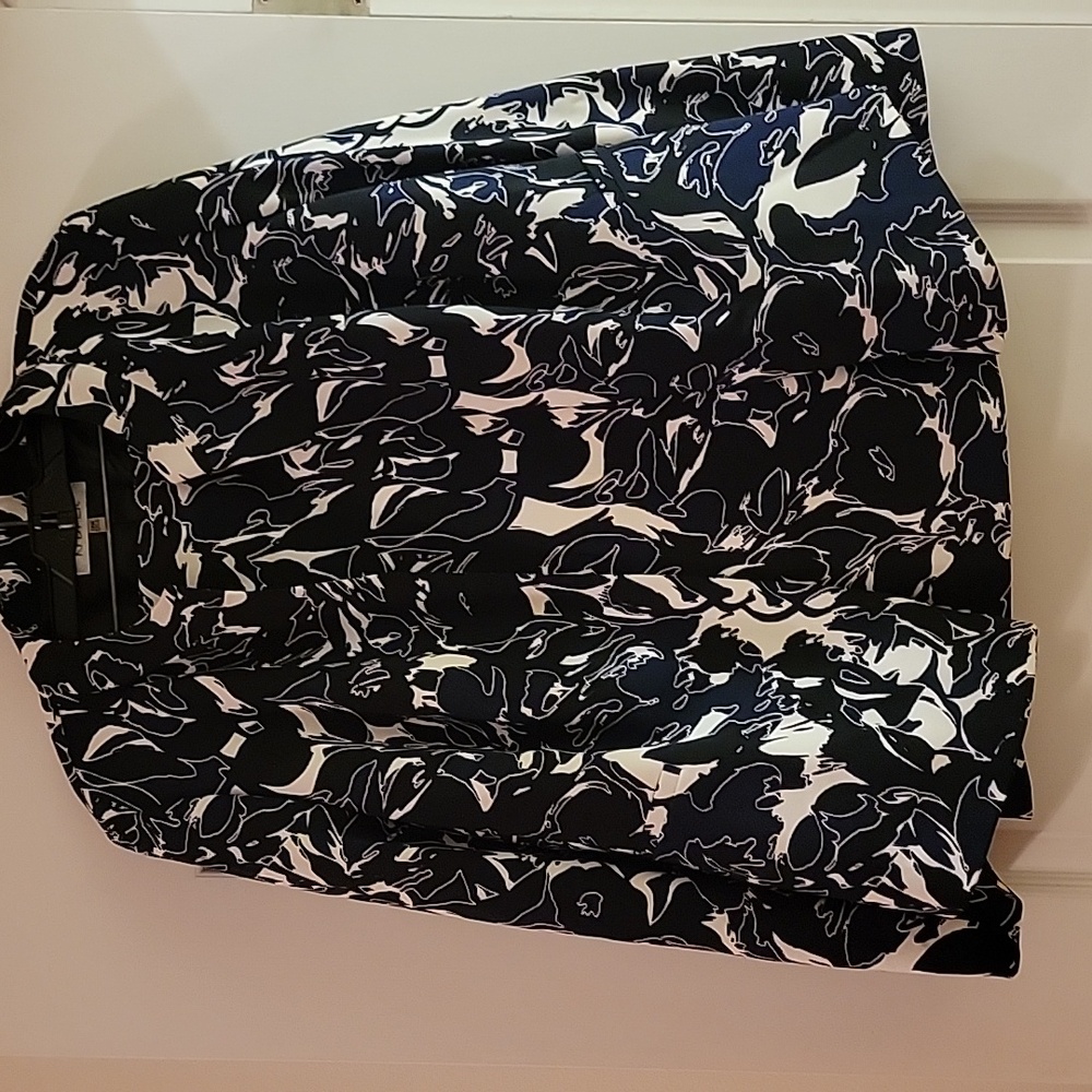 2 piece black/white/blue skirt suit